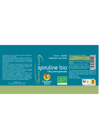 Spiruline Bio Microgranules 120 g – Algue Bleue des Andes