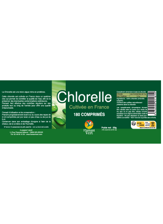 Chlorelle Bio 180 comprimés – Cultivée en France | Flamant Vert