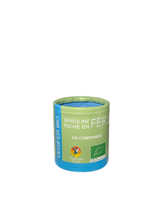 Végifer – Spiruline Bio riche en fer – 120 comprimés